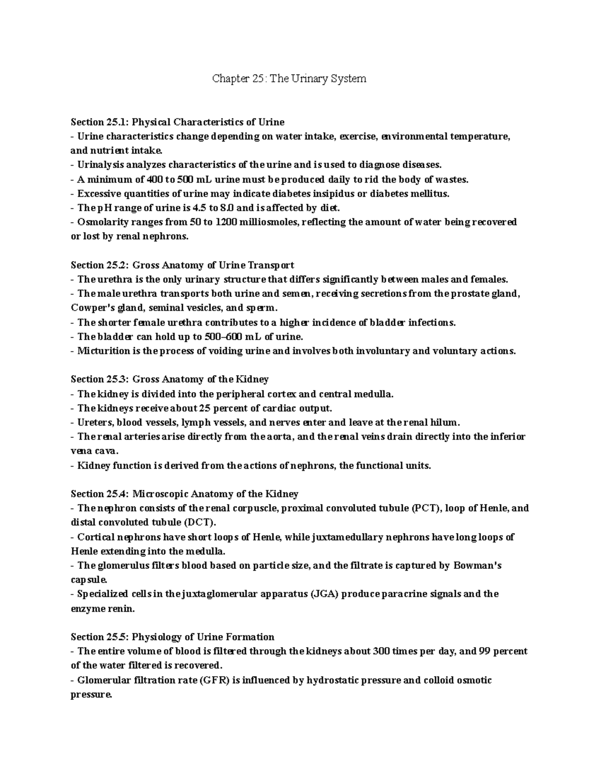 Chapter 25: Understanding the Urinary System and Its Functions - Studocu