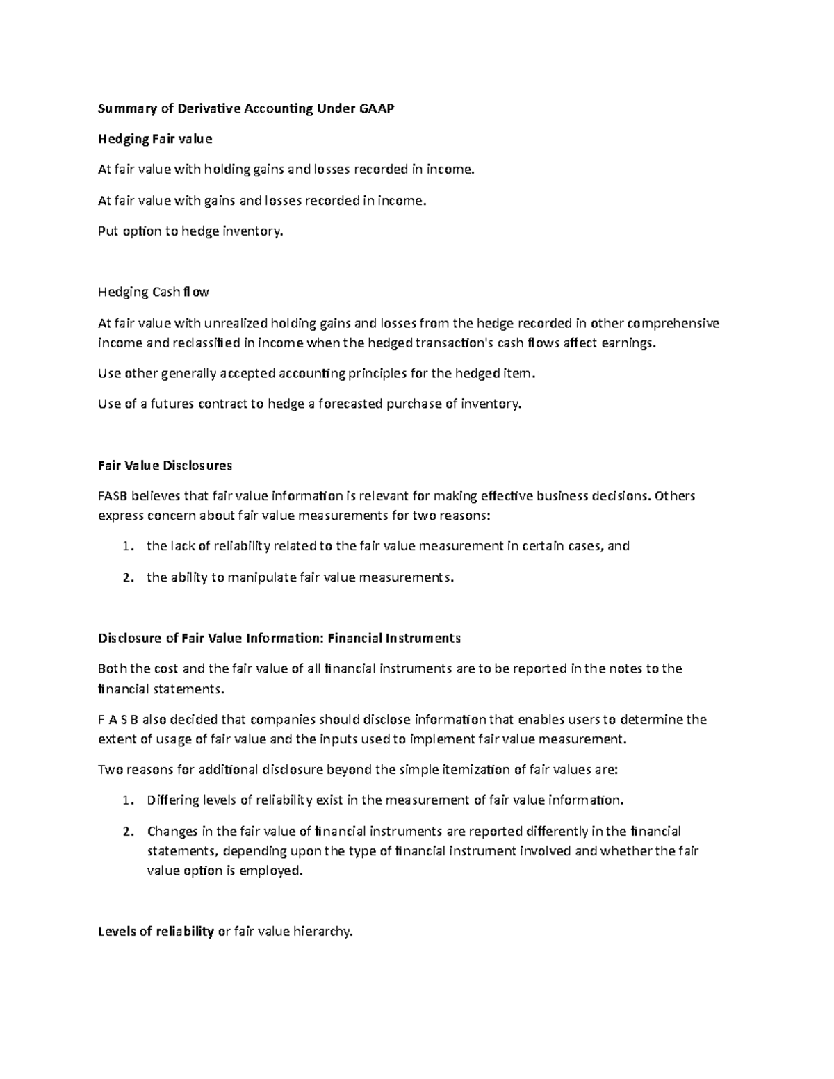 Lecture Notes 3 i - Summary of Derivative Accounting Under GAAP Hedging ...