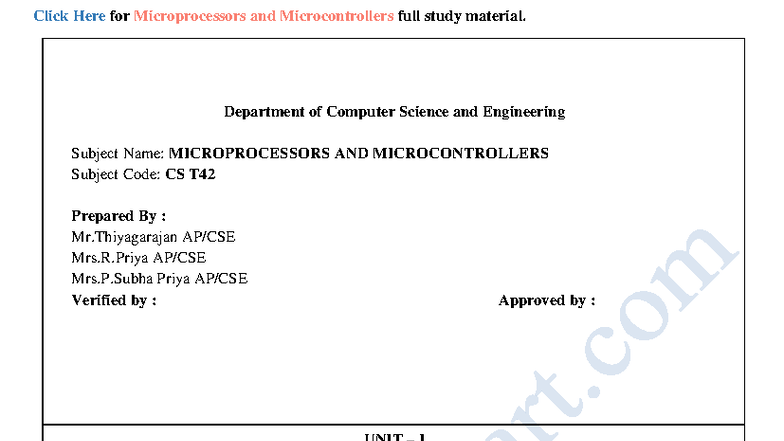 125 - EC8691, EC6504 Microprocessors and Microcontrollers - Lecture ...