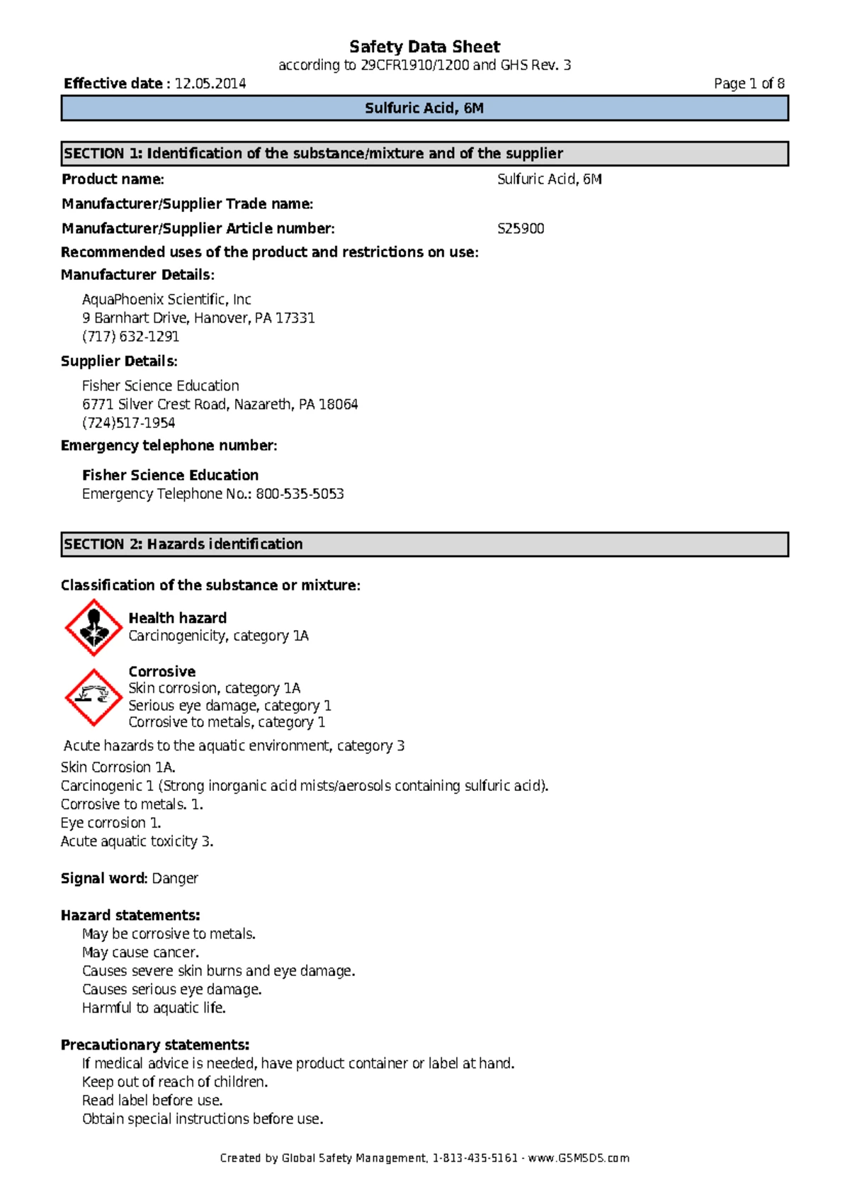 16M HNO3 Safety Data Sheet: Comprehensive Overview and Guidelines - Studocu