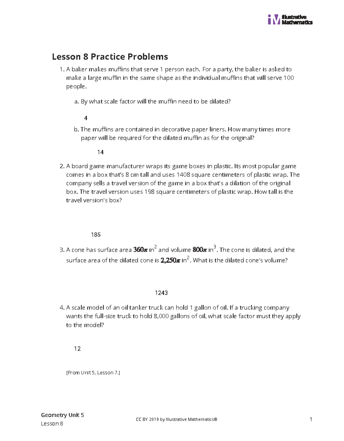 Geometry 5.8 lesson 8 practice problems and solutions - Studocu