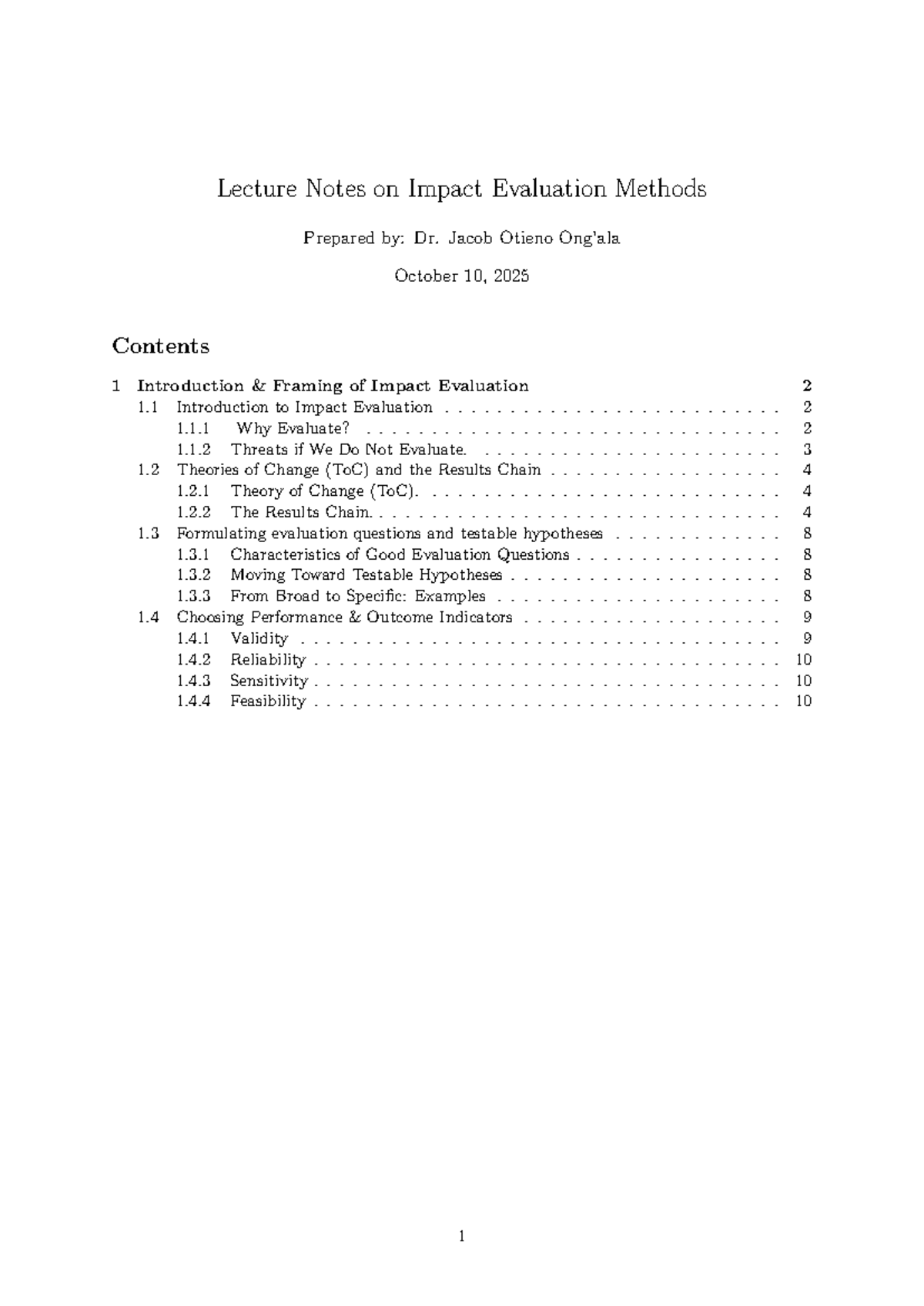 Lecture Notes on Impact Evaluation Methods (IE 101) - Studocu