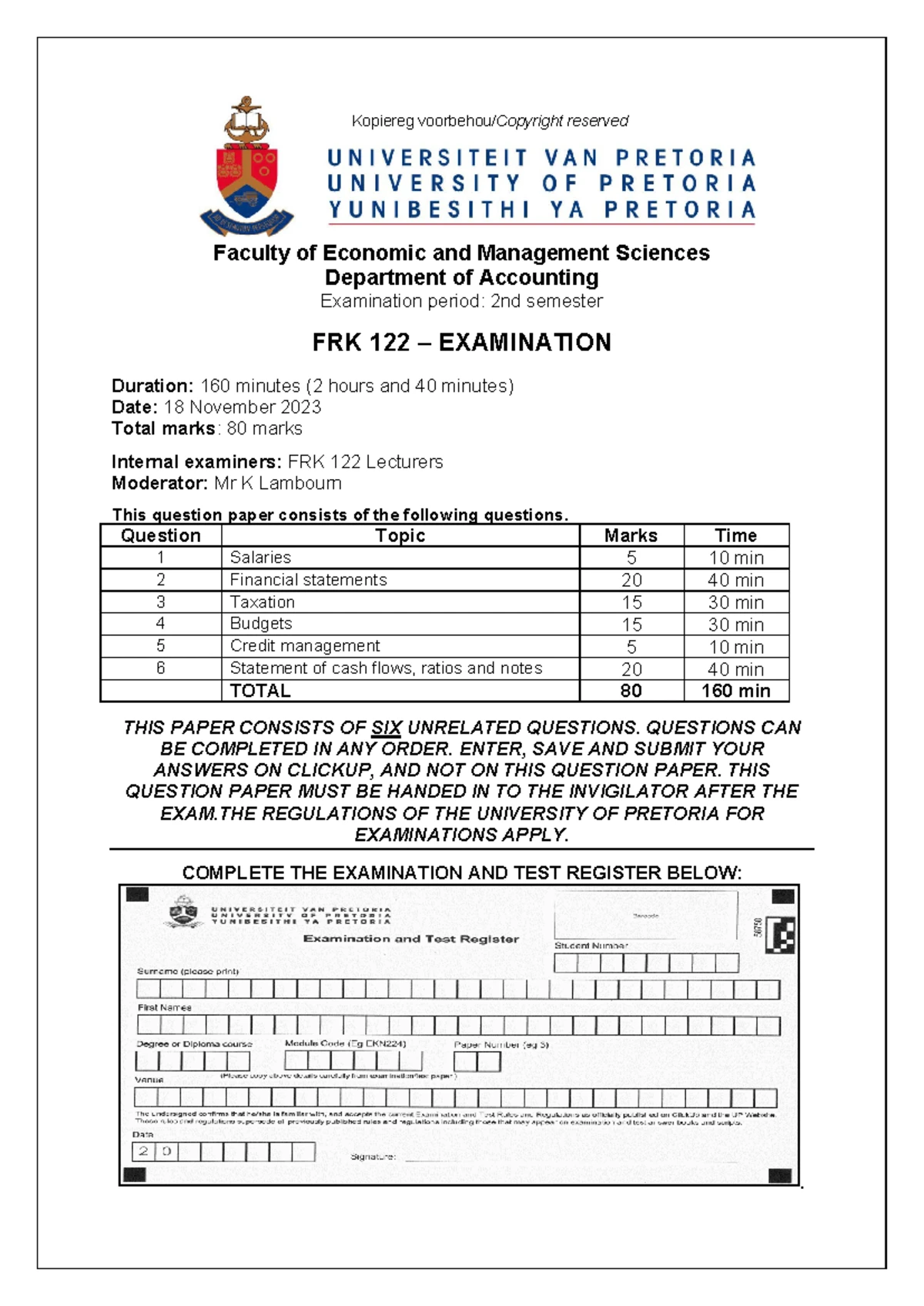 FRK 122 Chapter 5-7 Financial Statements & Budgets Overview - Studocu