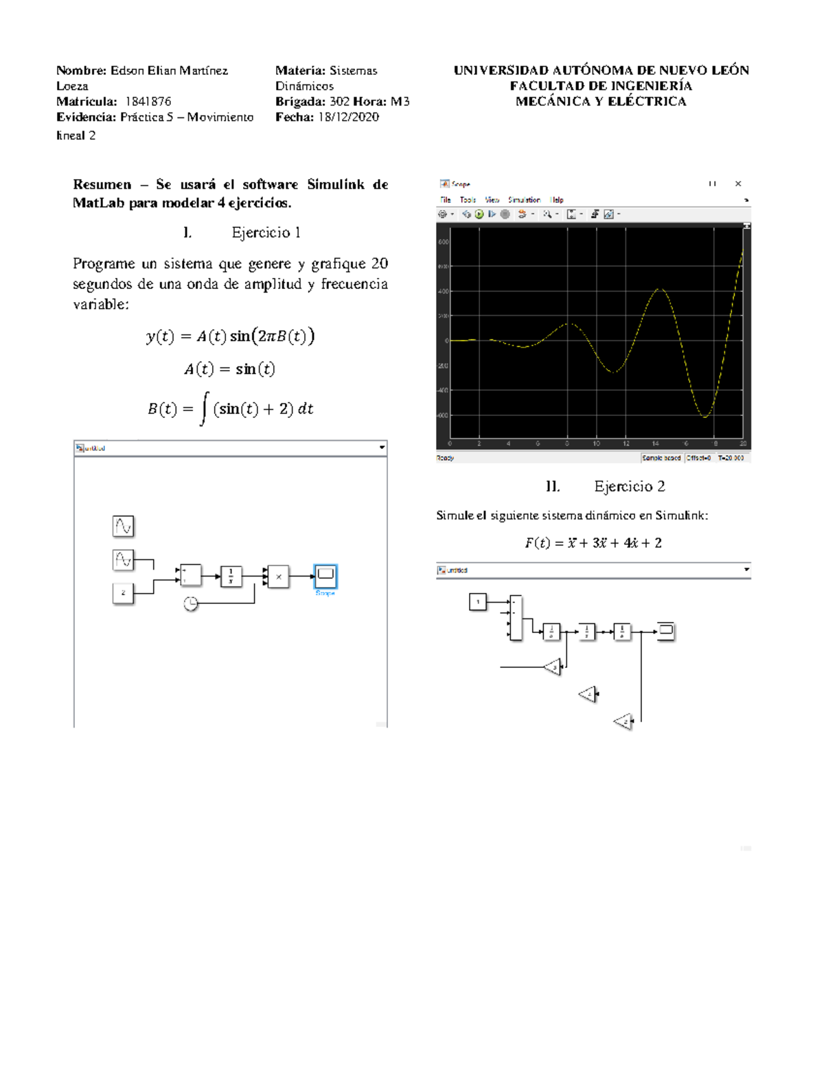 Práctica 5 - Simulación de Sistemas Dinámicos en Simulink - Studocu