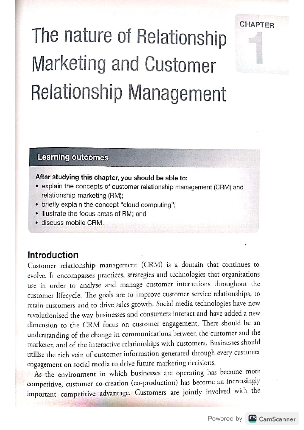 Chapter on Relationship Marketing and CRM Concepts - Studocu