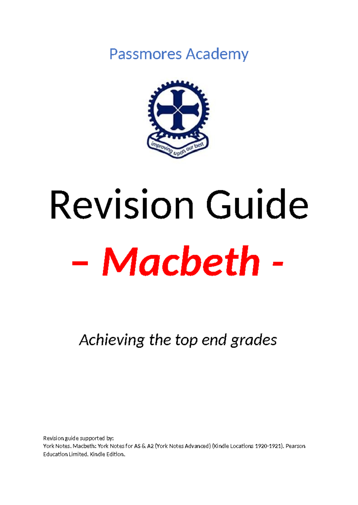 Grade 9 Revision Guide: Macbeth Analysis and Key Themes - Studocu