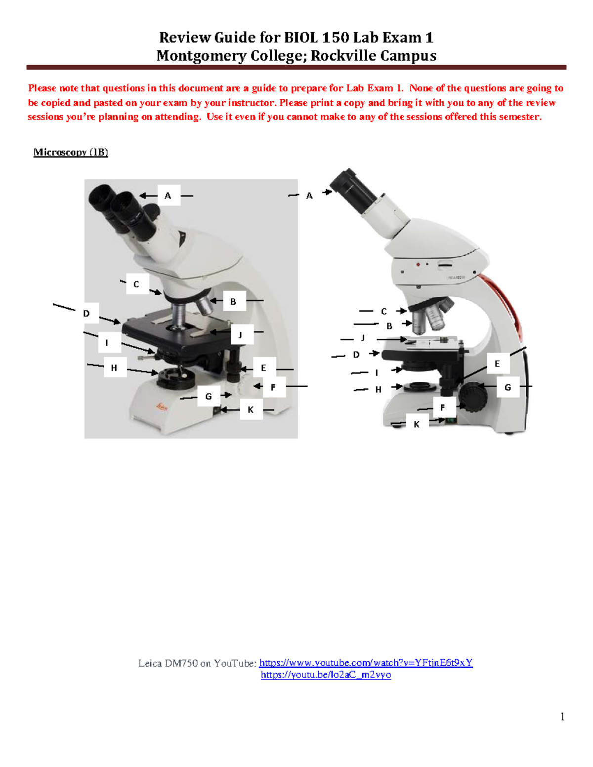 Review Guide for BIOL 150 Lab Exam 1 - Montgomery College - Studocu