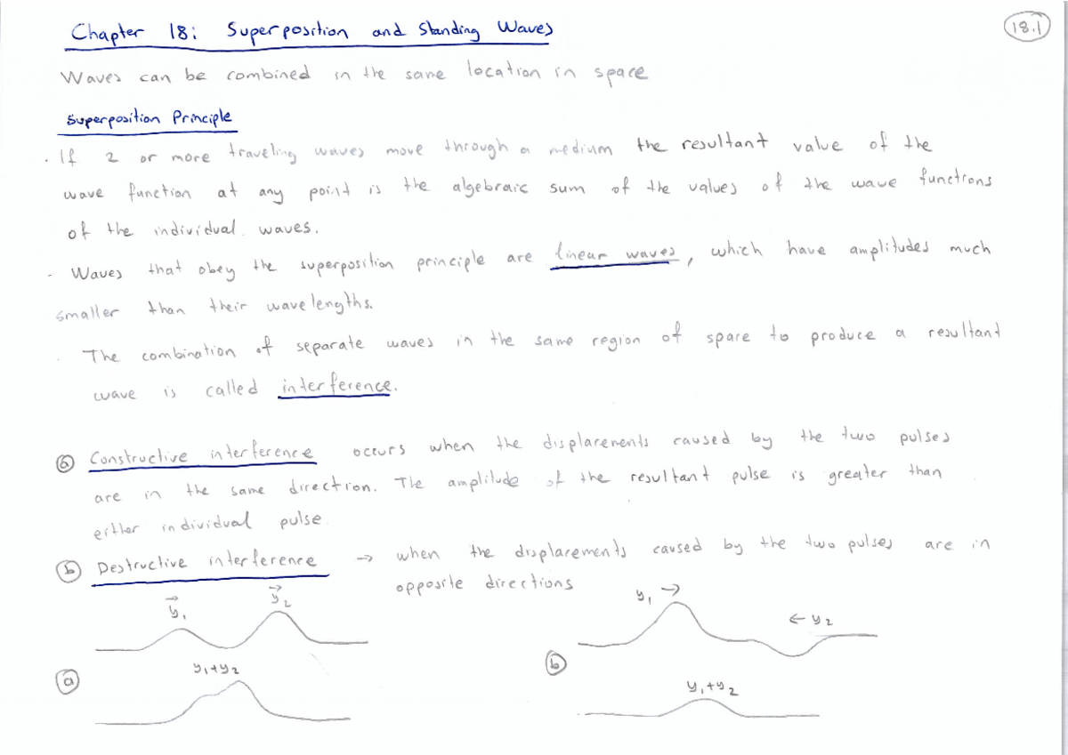 Chapter 18: Superposition & Standing Waves Overview - Studocu