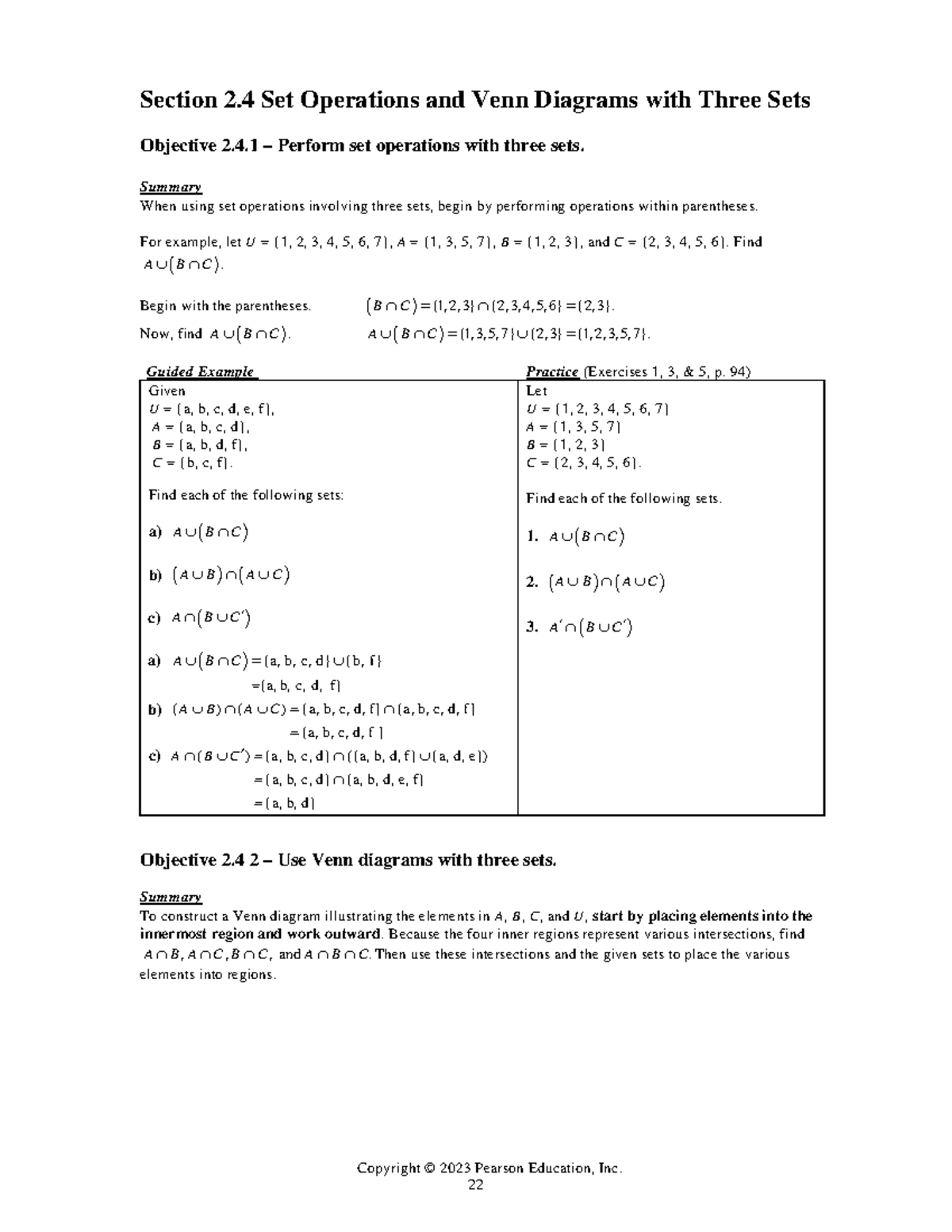 Set Operations and Venn Diagrams - Section 2.4 - Studocu