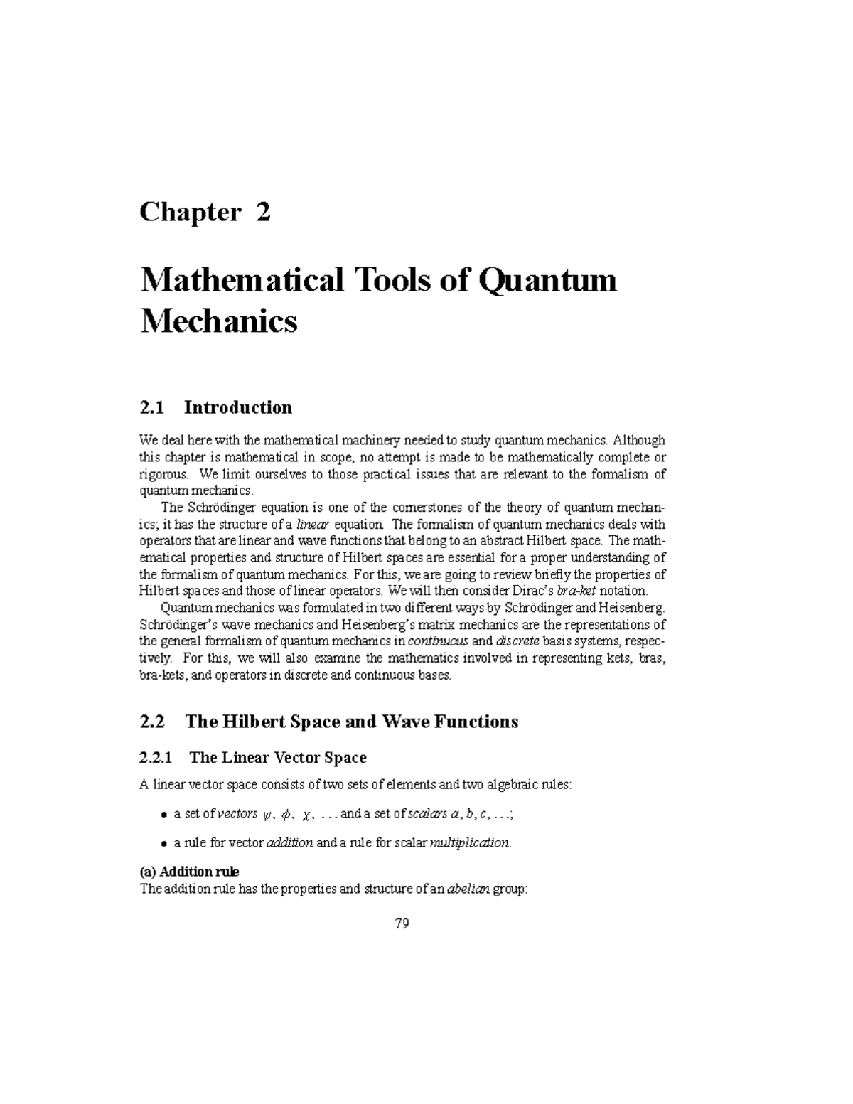 Chapter 2: Mathematical Tools in Quantum Mechanics (PHYS 101) - Studocu