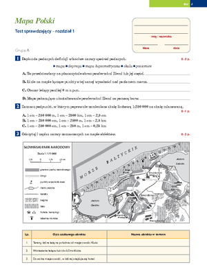 Test. Klasa 5. Mapa Polski - Geografia - Test. Klasa V. Rozdział I