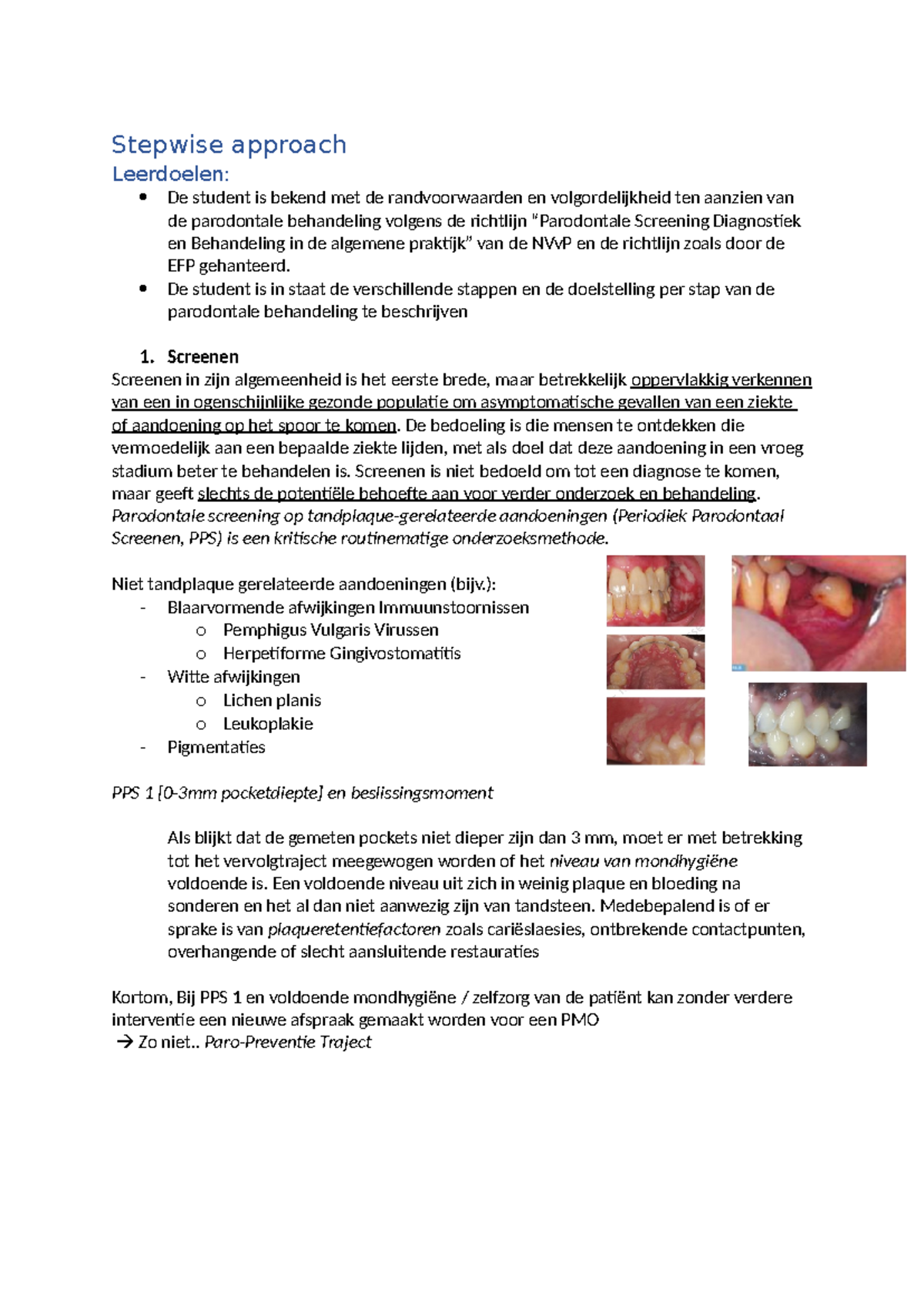 Stepwise Approach to Parodontale Behandeling - PARO 1 - Studeersnel
