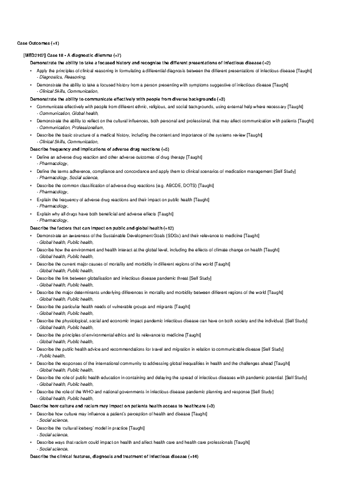 Case 18 Learning Outcomes: Infectious Disease Diagnosis & Management ...