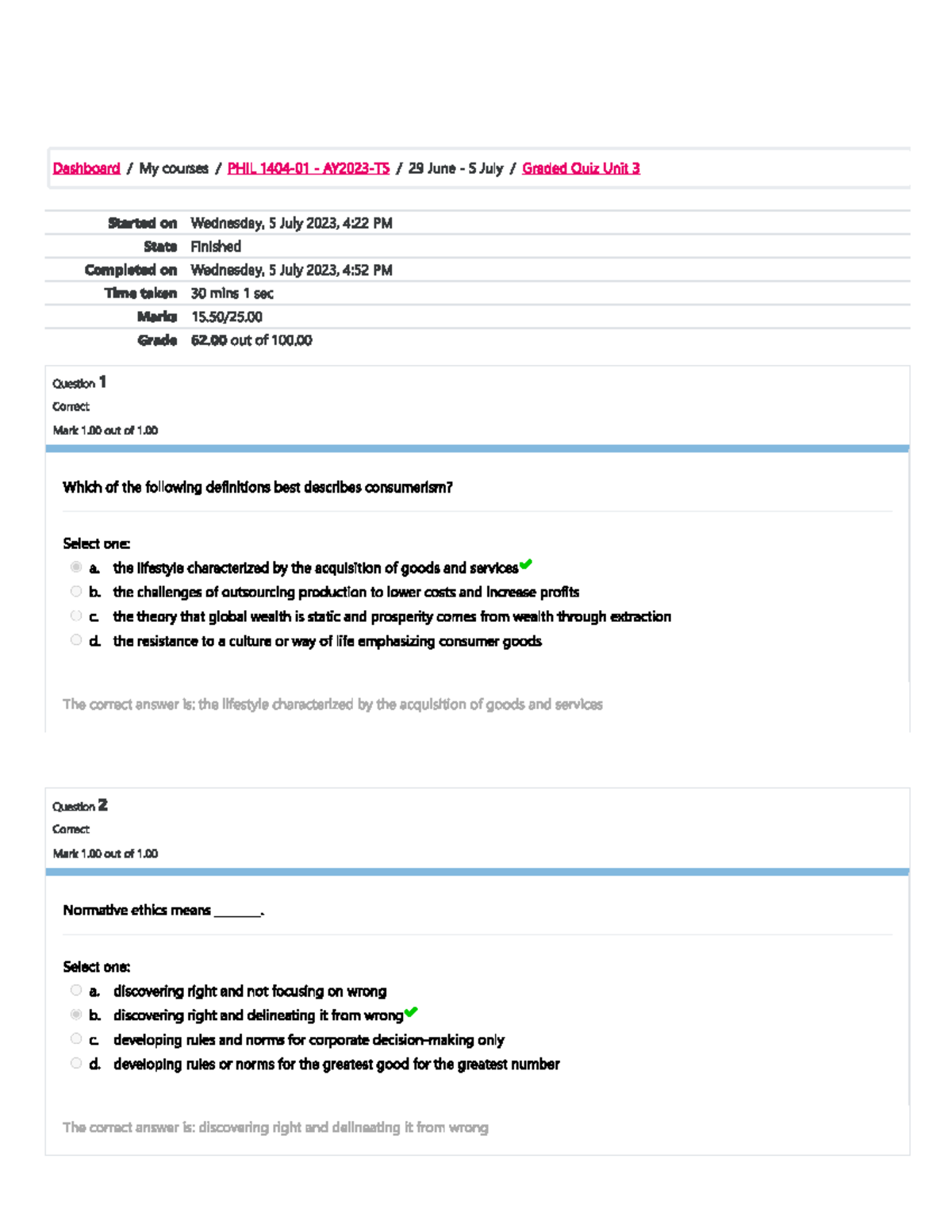 Phil 1404 Unit 3 Graded Quiz Review and Study Guide - Studocu