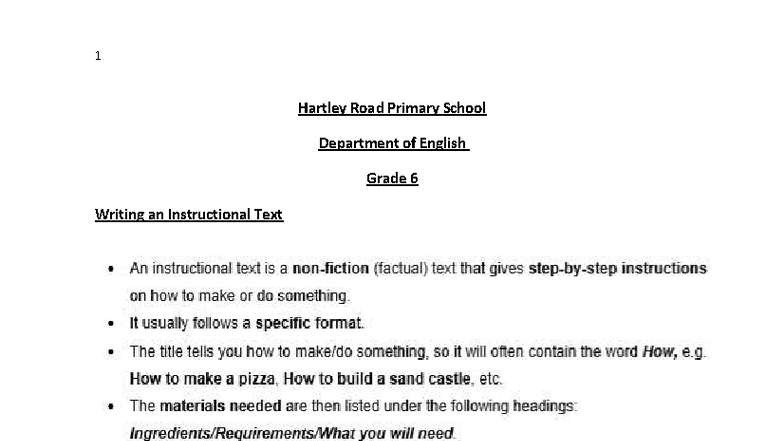 Writing an Instructional Text Guide for Grade 6 English - Studocu