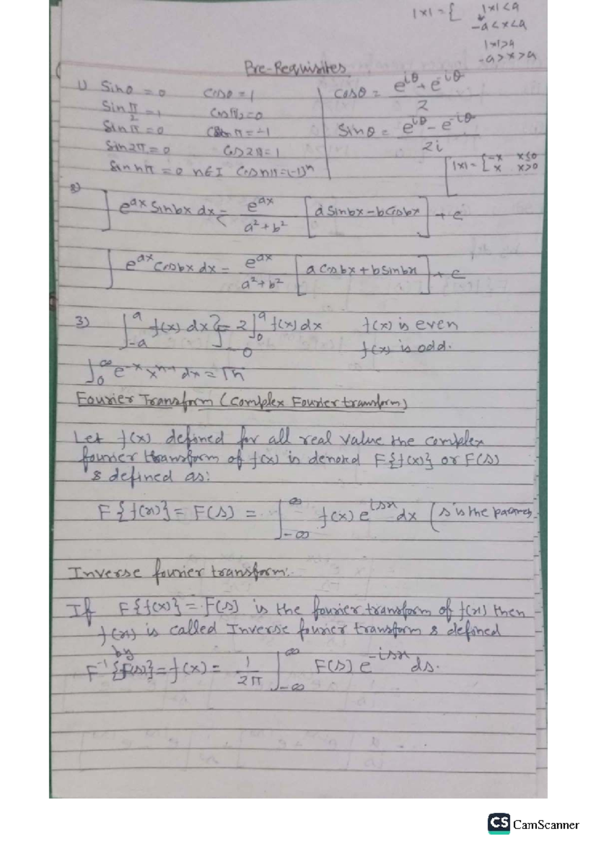 Fourier Transform Study Notes for Course 631x1 - Studocu