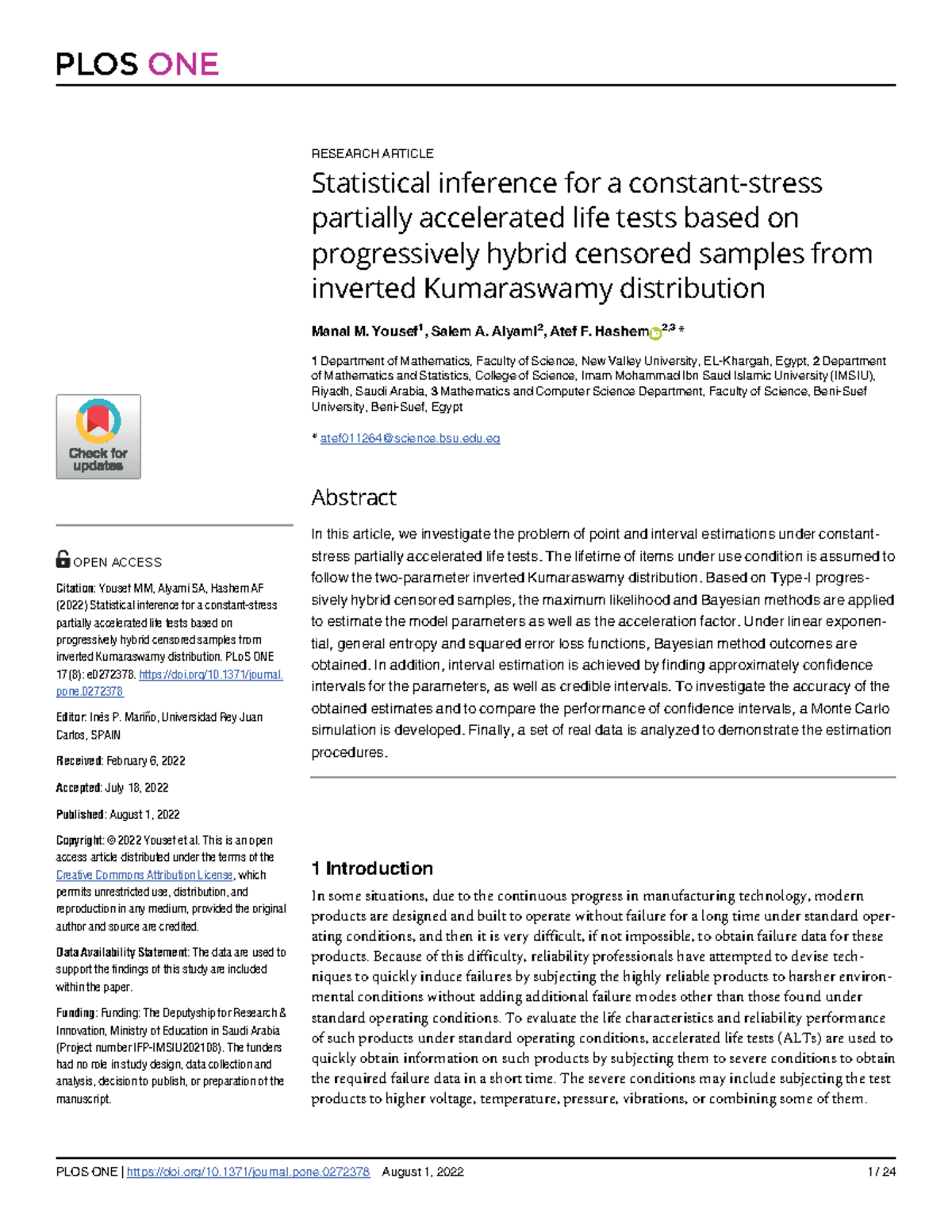 Statistical inference for a constant-stress partia - RESEARCH ARTICLE ...