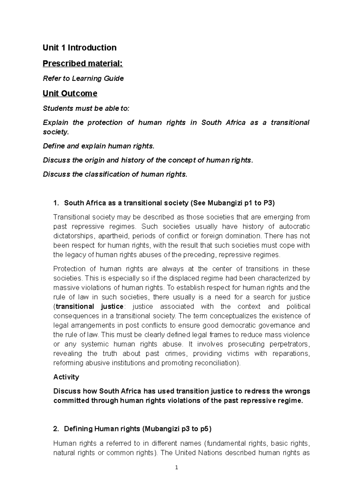 Unit 1 Introduction - Lecture notes 1 - Unit 1 Introduction Prescribed ...