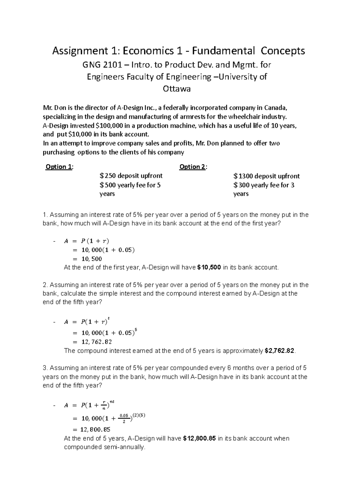 Assignment 1 - 2101 eco - Assignment 1: Economics 1 - Fundamental ...