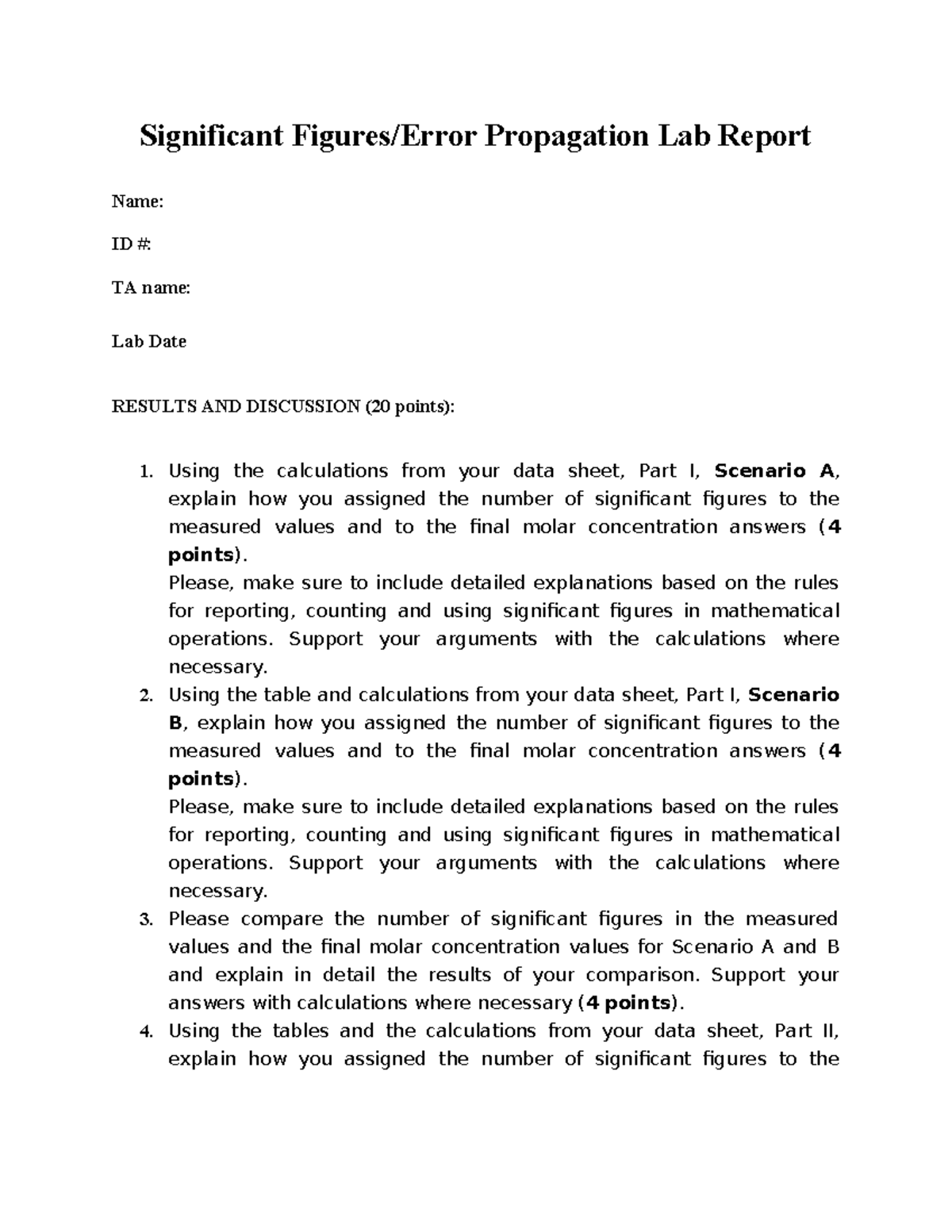 Significant Figures Lab Report Template for Course Upload - Studocu