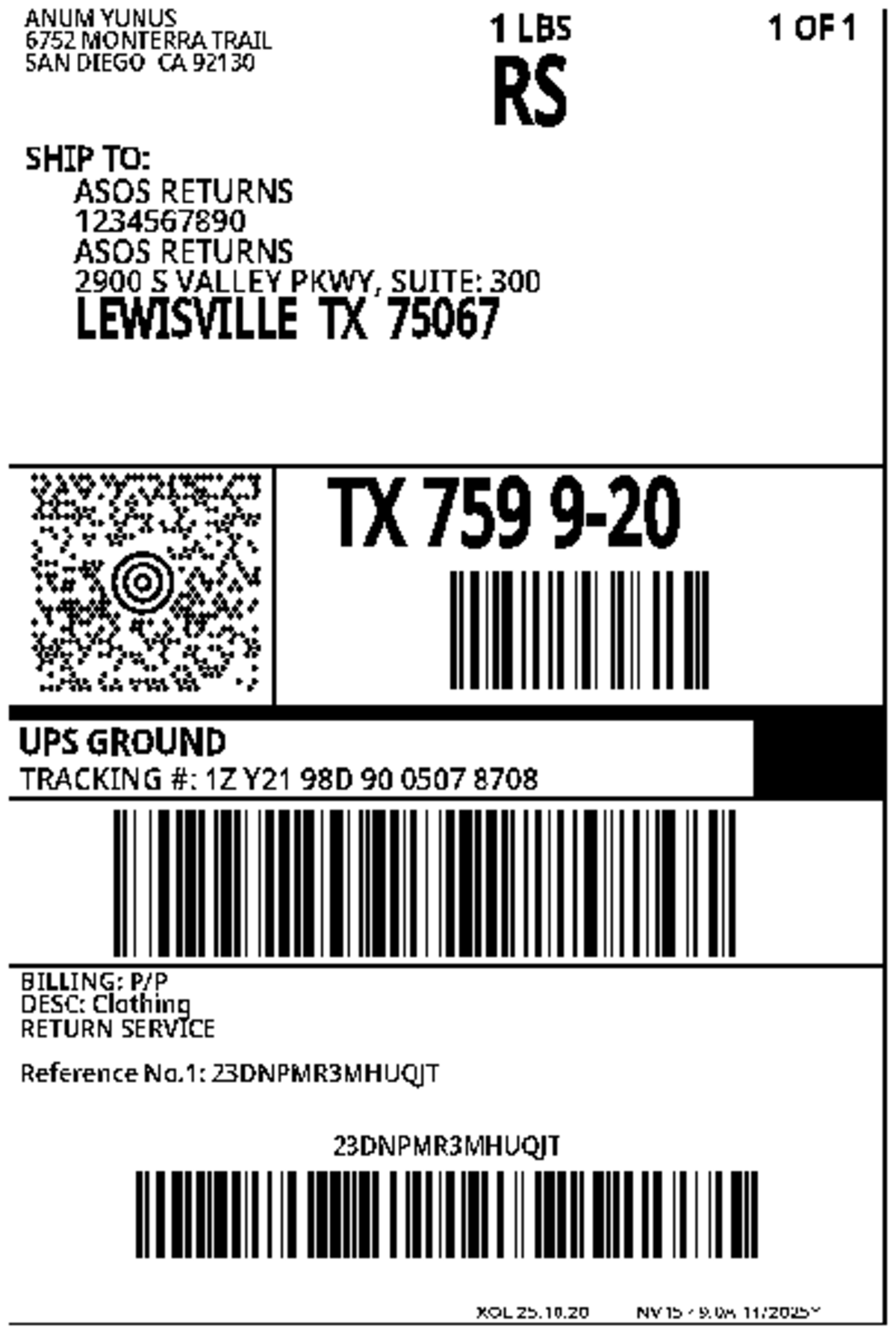 ASOS Returns Shipping Info - 23DNPMR3MHUQJT - Studocu