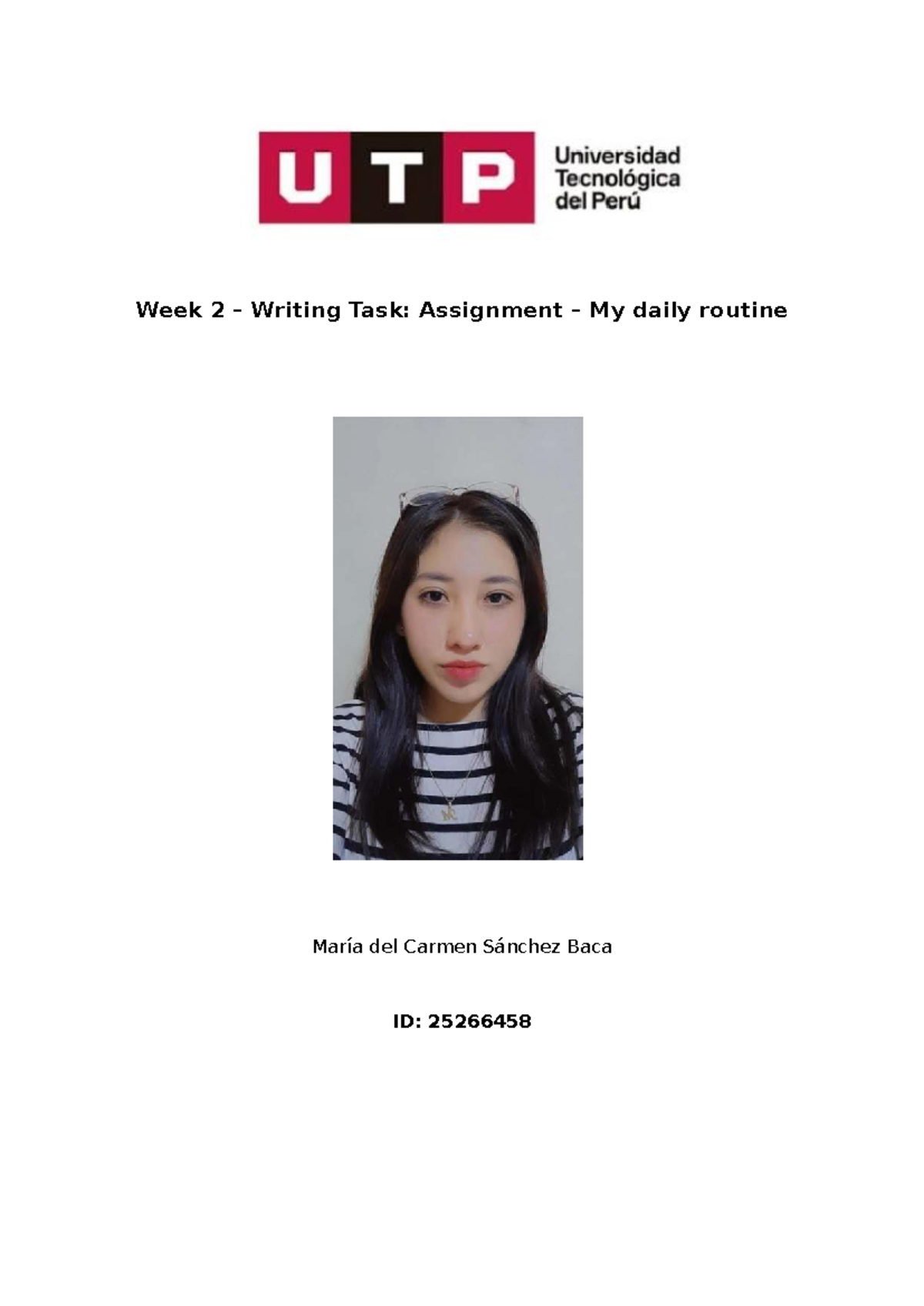 Week 2 Writing Task: My Daily Routine Assignment - Studocu