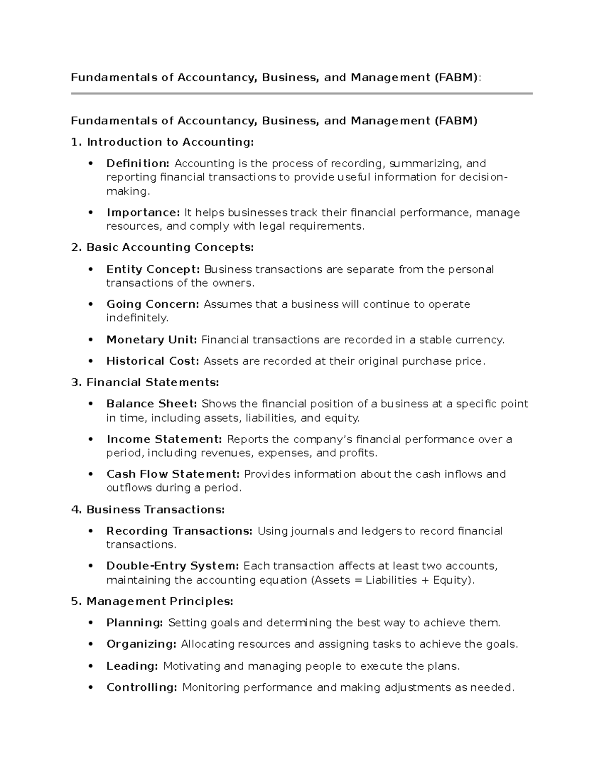 FABM 101: Fundamentals of Accountancy, Business, and Management ...