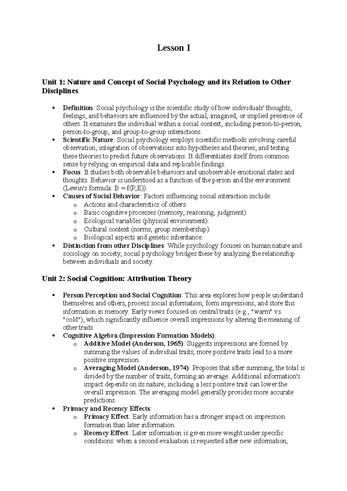 Social Psychology Notes: Concepts, Influences, and Research Methods ...