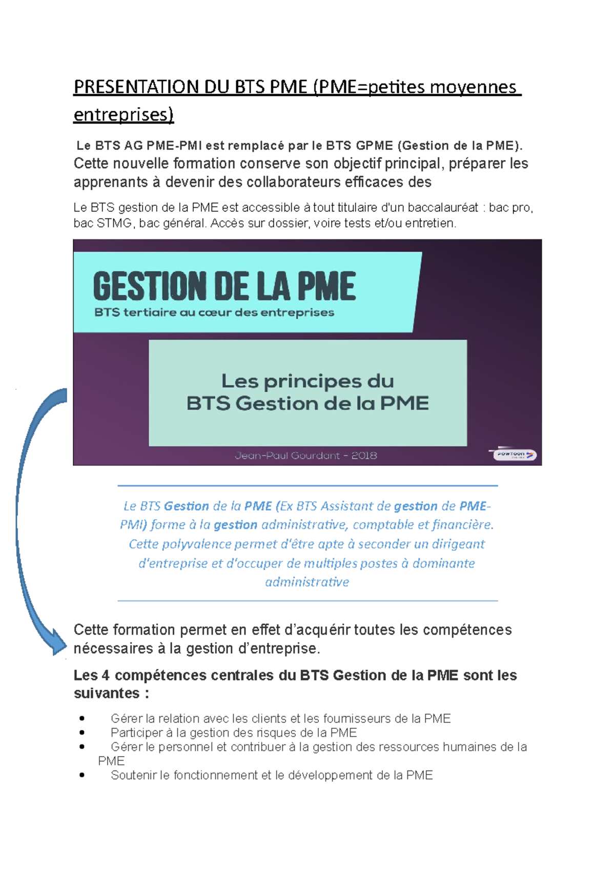 Presentation DU BTS PME PRESENTATION DU BTS PME (PME=petites moyennes — free download