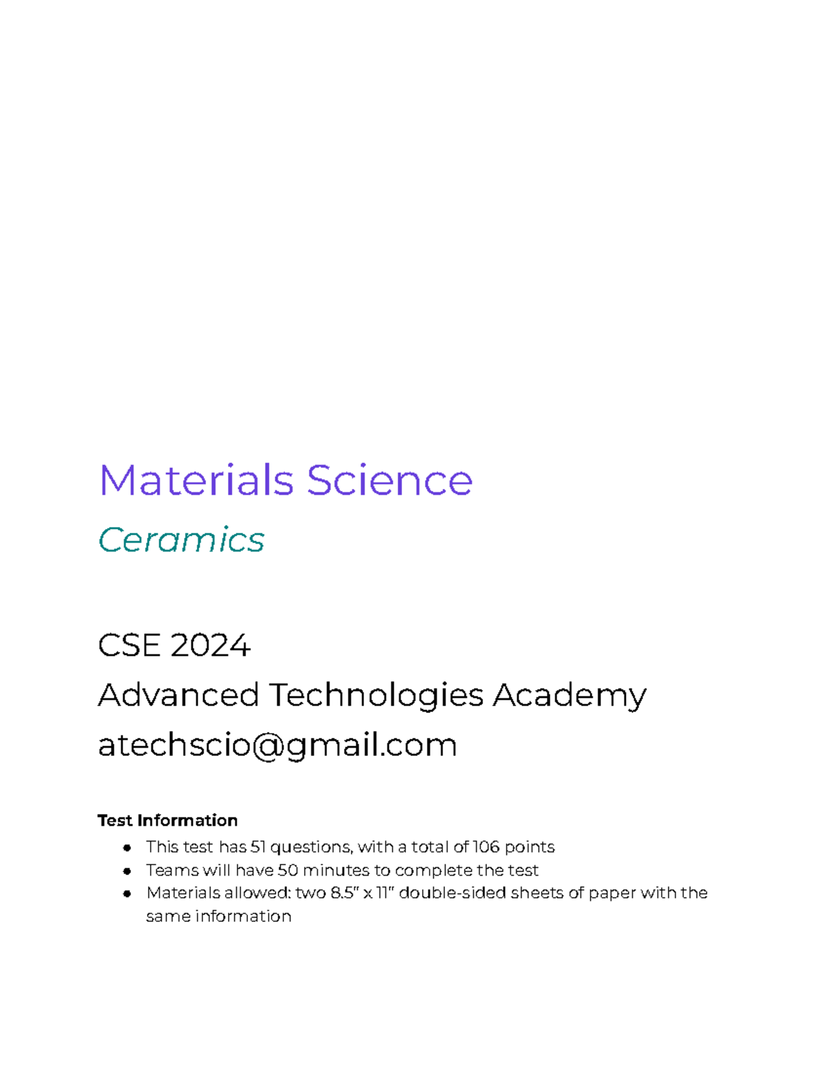 CSE 2024 Materials Science Practice Test & Review Guide - Studocu