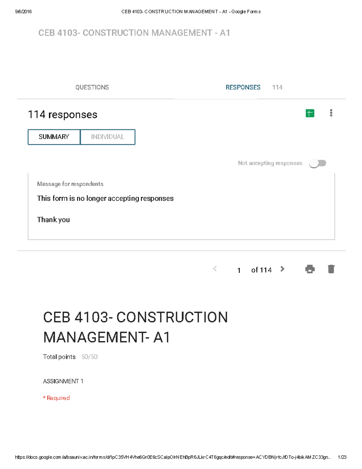 Answer KEY - CEB 4103 - Construction Management - Assignment 1 Response ...