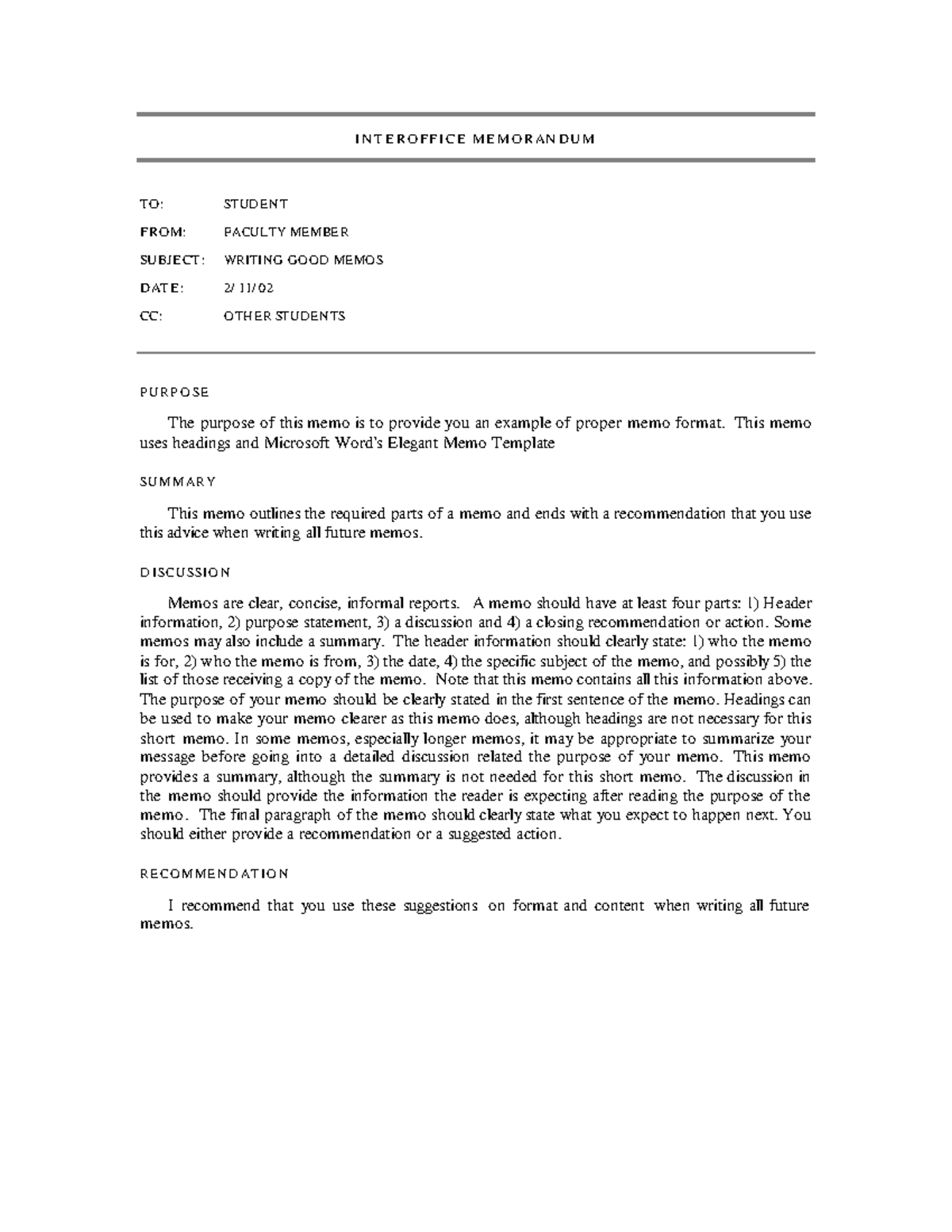 Writing Effective Memos: Guidelines & Format Example - Studocu