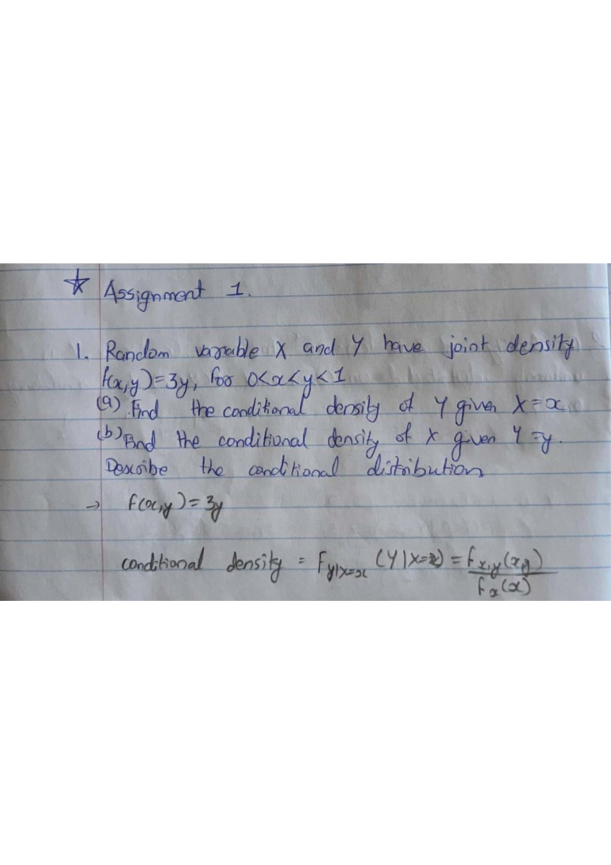 A1 2005 10593 CS712 - Conditional Densities of Random Variables - Studocu