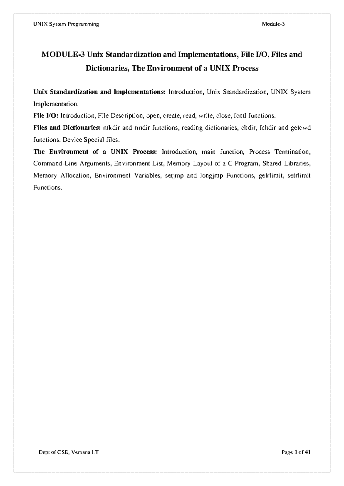 USP Module 3 Notes - READ - MODULE-3 Unix Standardization and ...