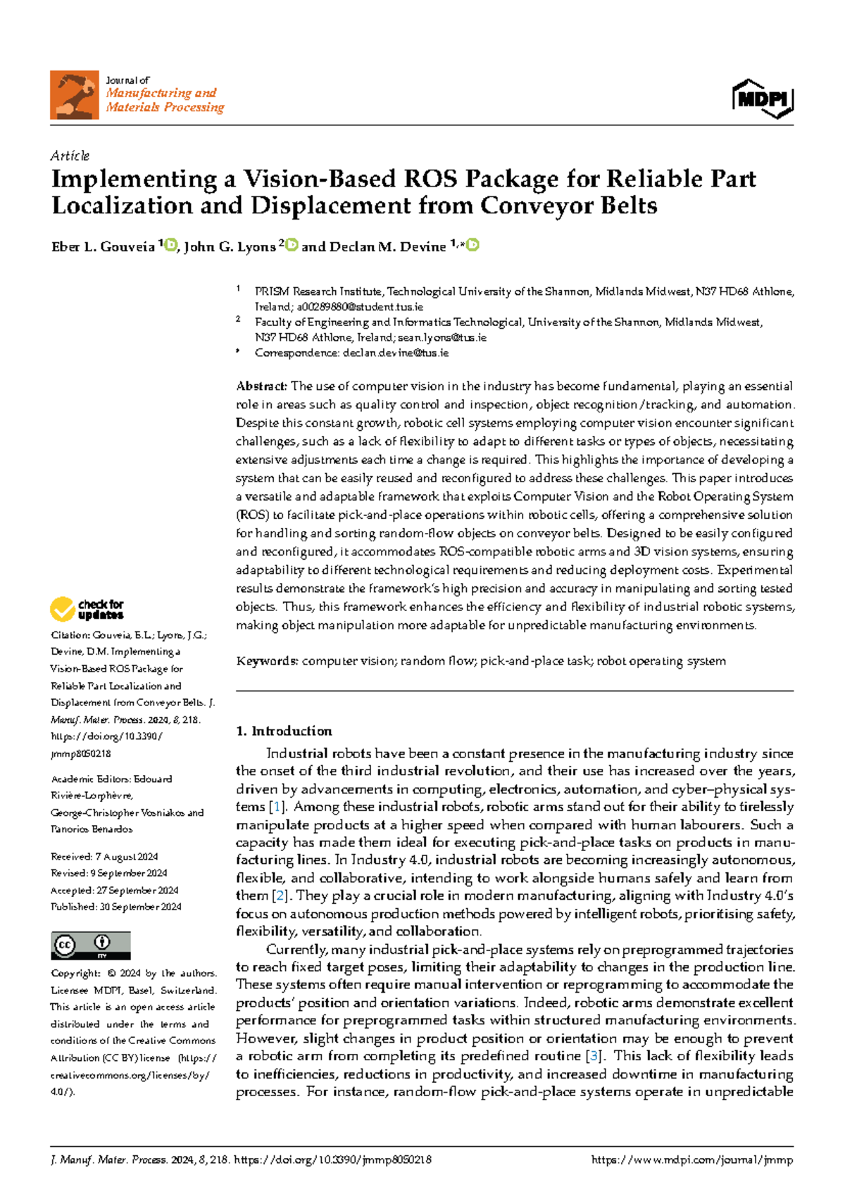 Implementing a ROS package for reliable part localization and ...