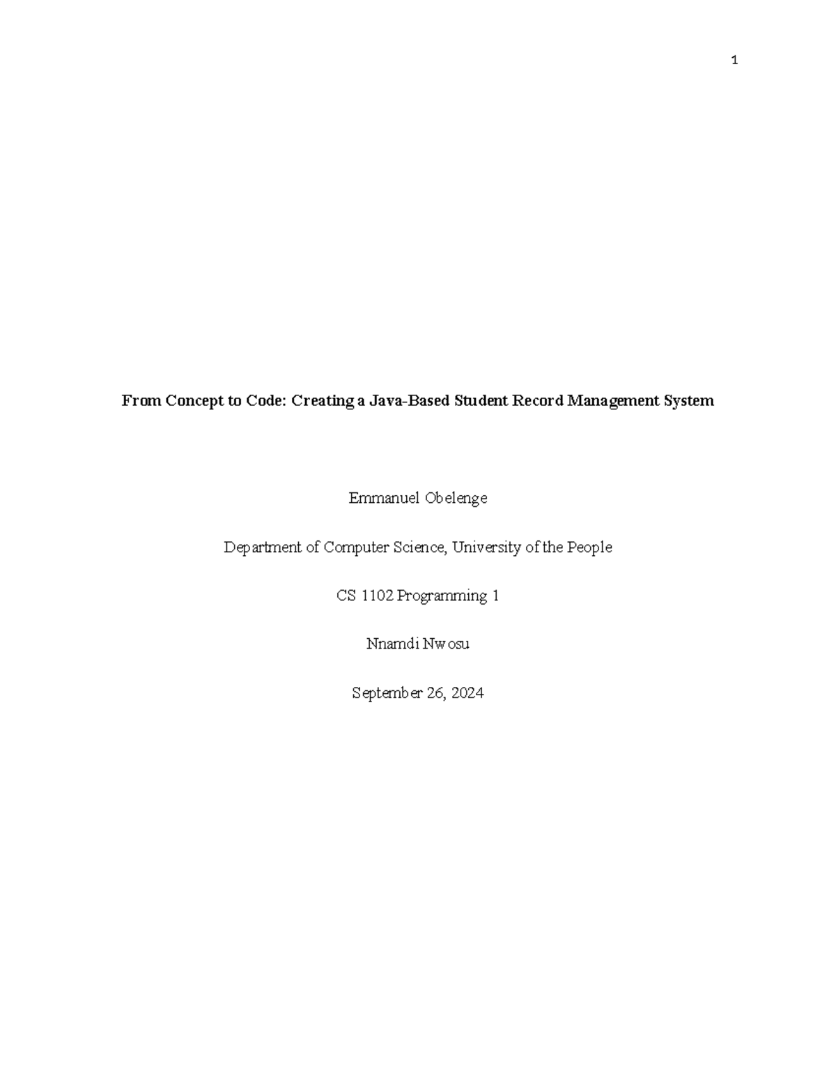 CS 1102 Final Project: Student Record Management System in Java - Studocu