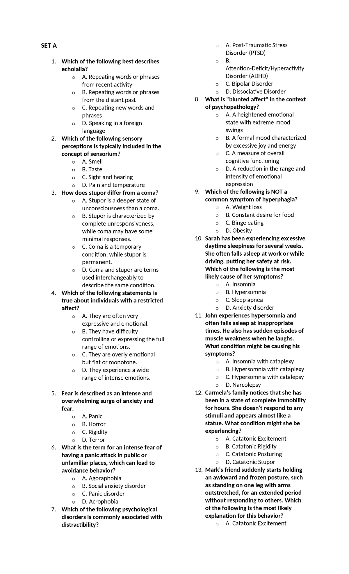 Abpsych SET A Review: Key Concepts and Case Analysis - Studocu