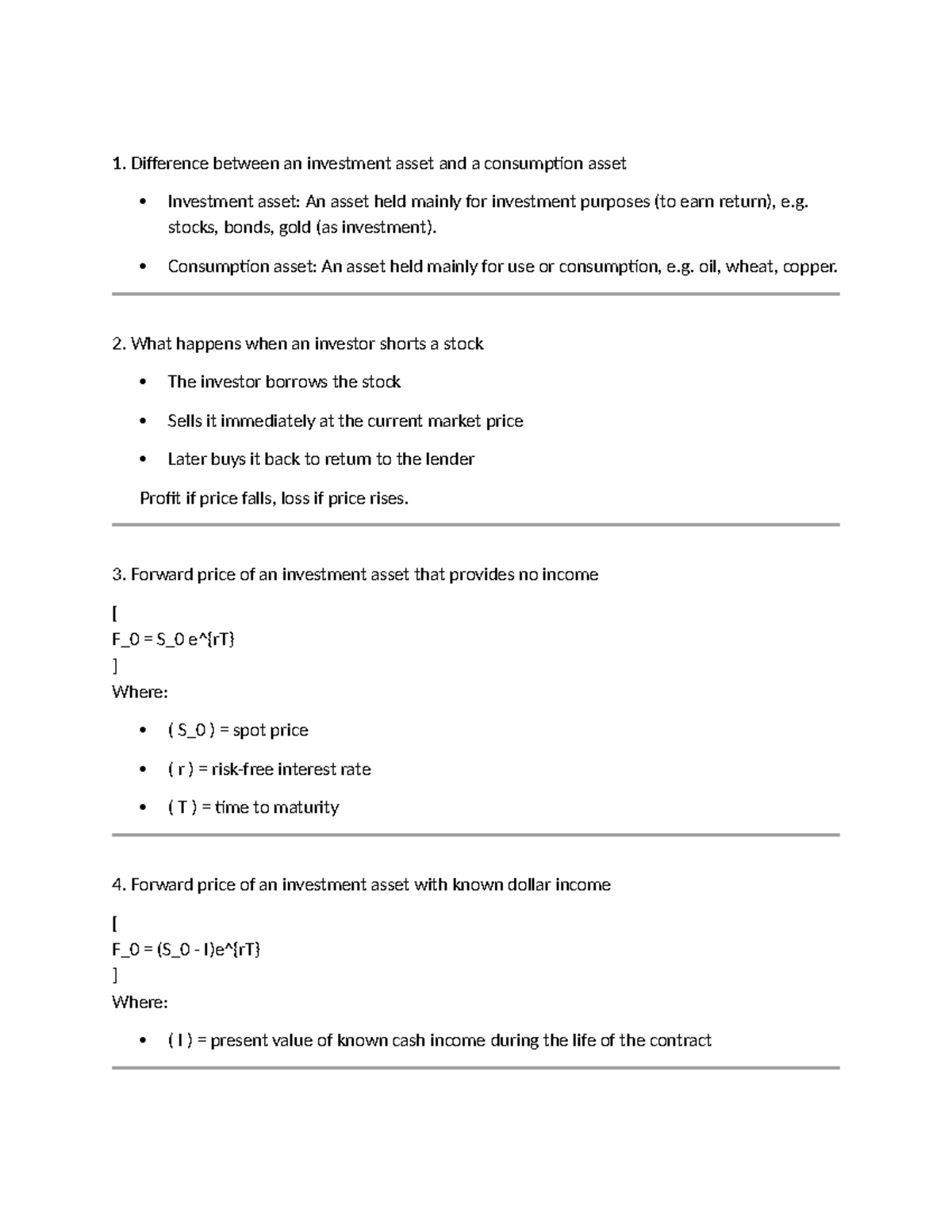 FIN 101: Pre-Class Notes on Investment & Arbitrage Concepts - Studocu