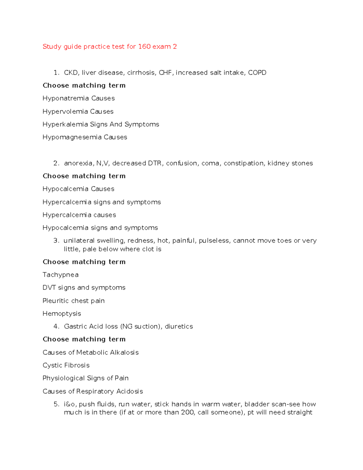 Practice Test Study Guide for 160 Exam 2: Key Concepts & Terms - Studocu