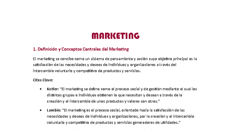 MARKETING 1 y 2: Resumen de Conceptos y Evolución del Marketing - Studocu