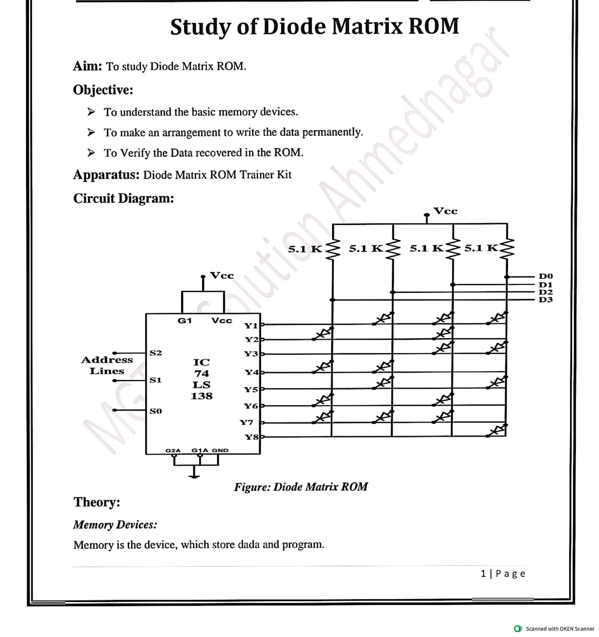 Diode Matrix ROM(1) 1 - Study - Decision Science - Study of Diode ...
