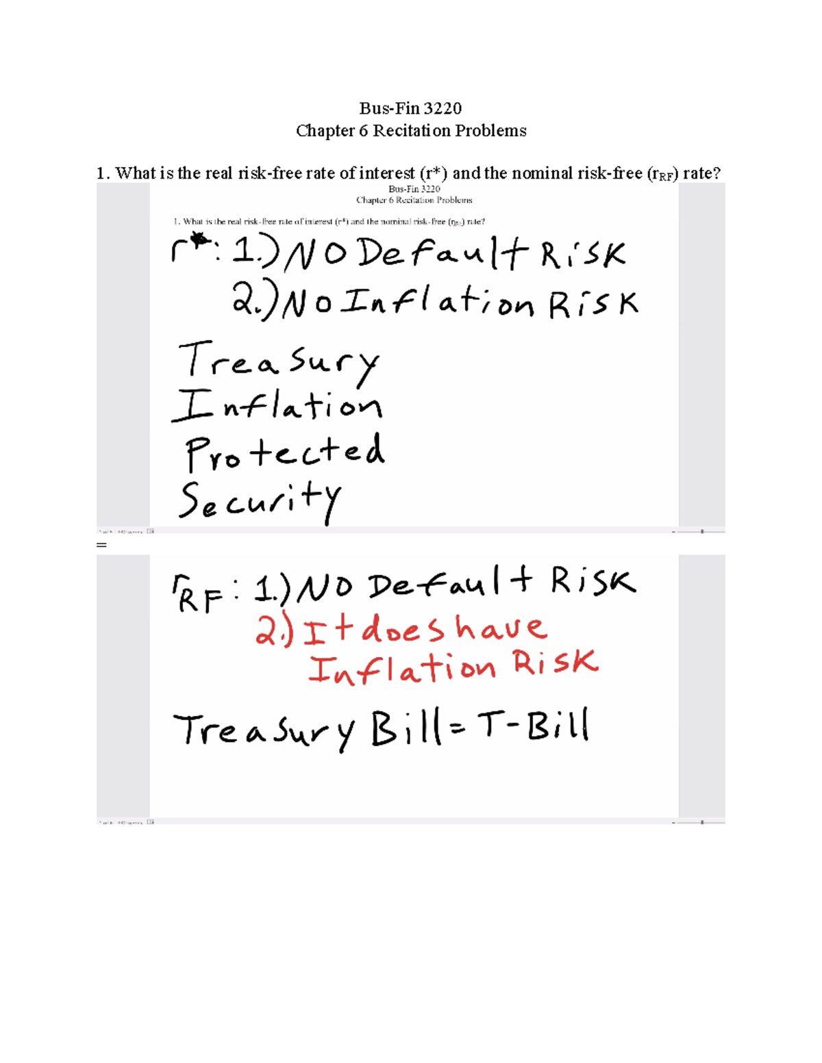 Bus Fin 3220 Chapter 6 Recitation Notes on Interest Rates and Yields ...