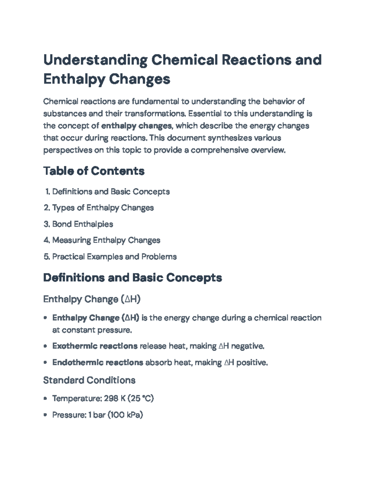 Enthalpy Changes in Chemical Reactions: Overview and Calculations ...