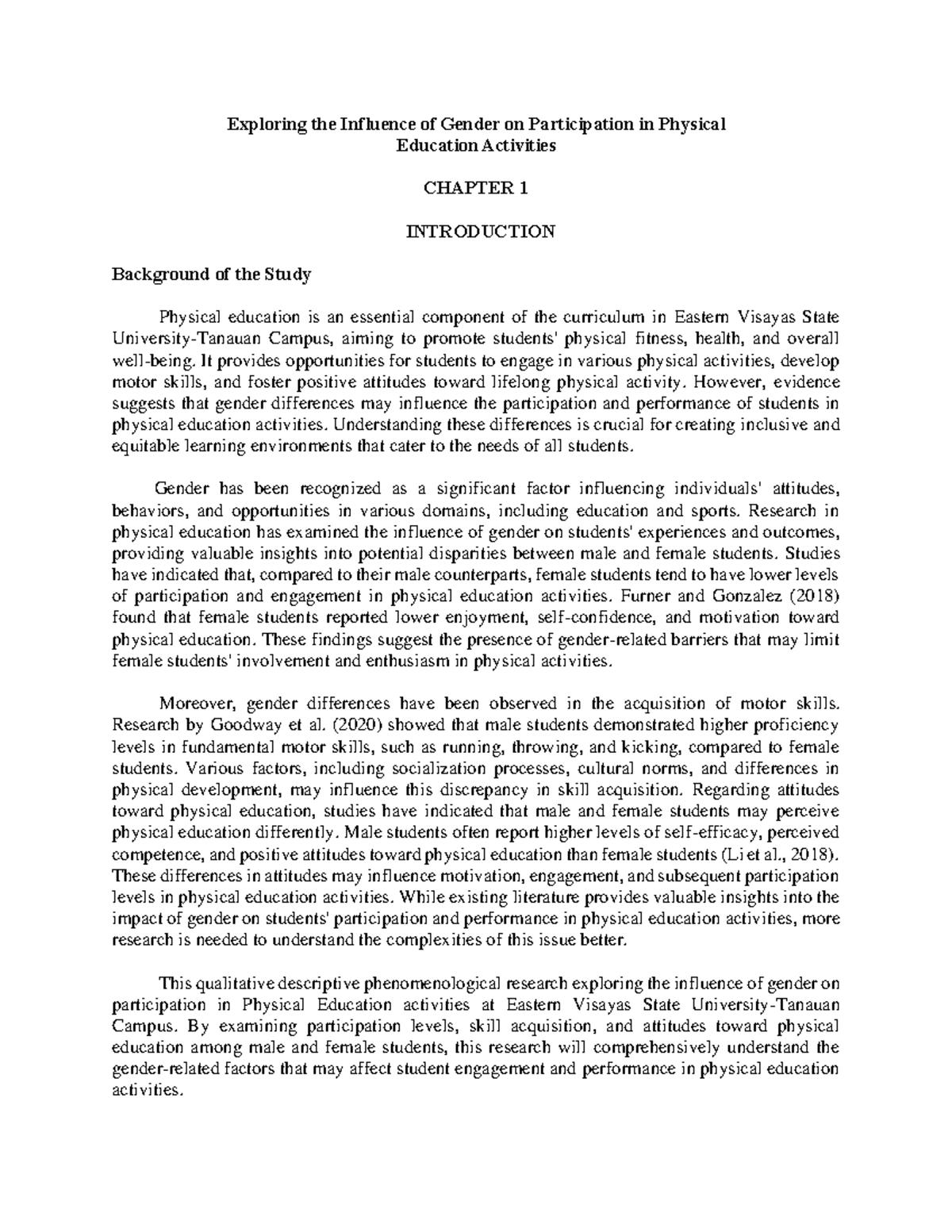 Chapter 1 - research - Exploring the Influence of Gender on ...
