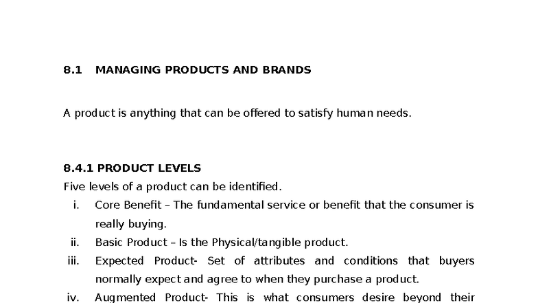 8.1 Managing Products and Brands: Key Concepts and Classifications ...