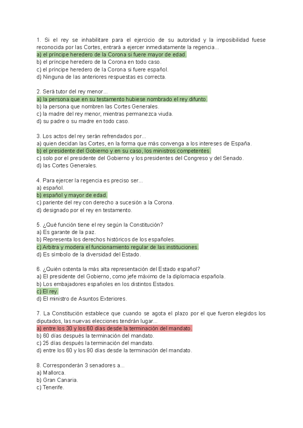Test de Derecho Constitucional - Preguntas y Respuestas - Studocu