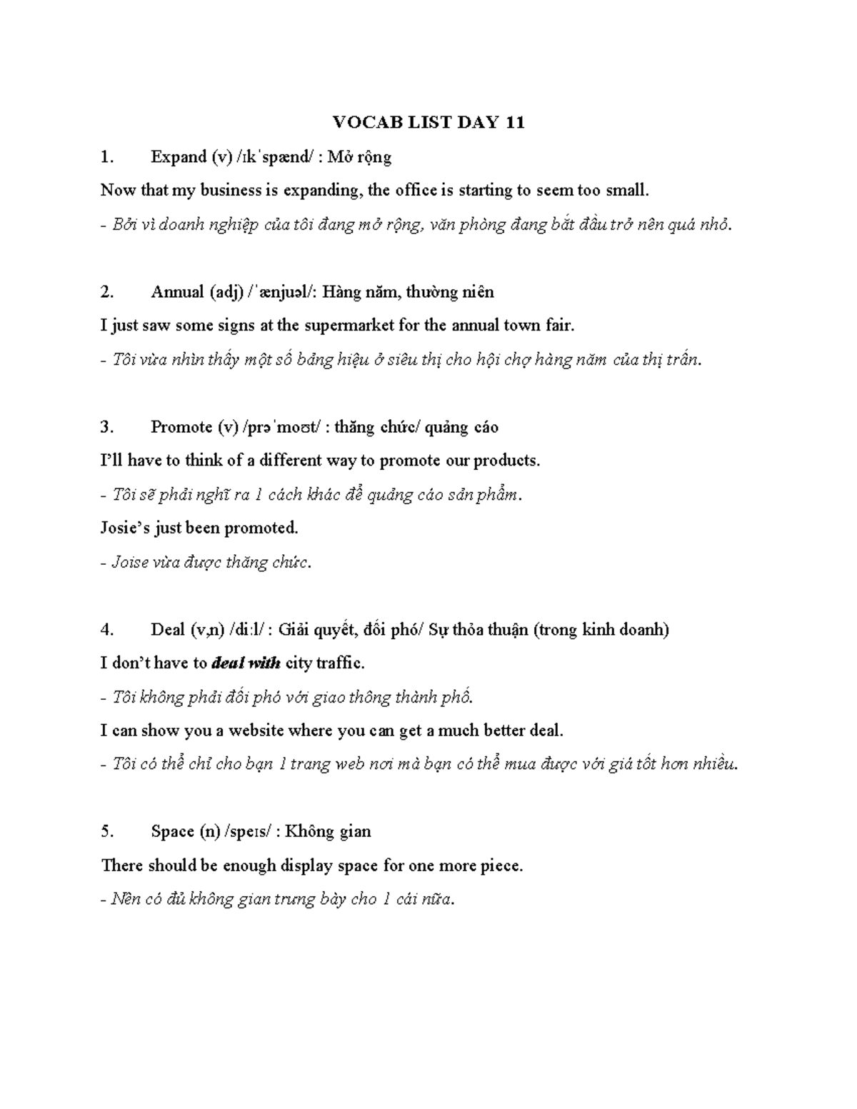 Vocab List Day 11: Key Terms and Definitions for Study - Studocu