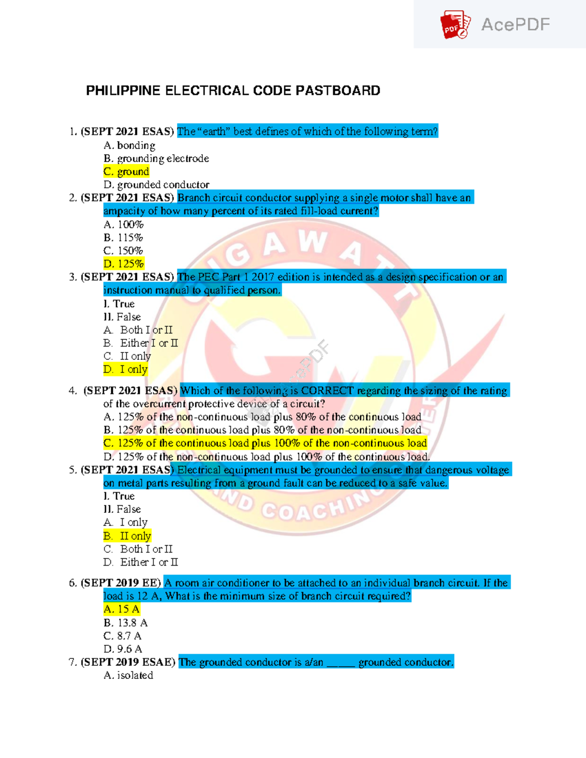 PEC Past Board Exam Review Questions (Sept 2021) - Studocu