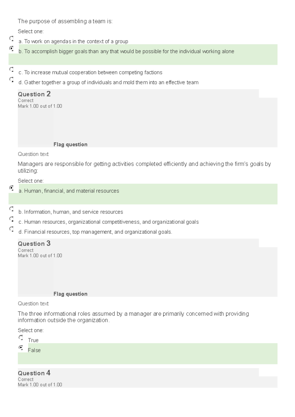 BUS 1101 Unit 1 Self Quiz Attempt 2 Answers and Explanations - Studocu