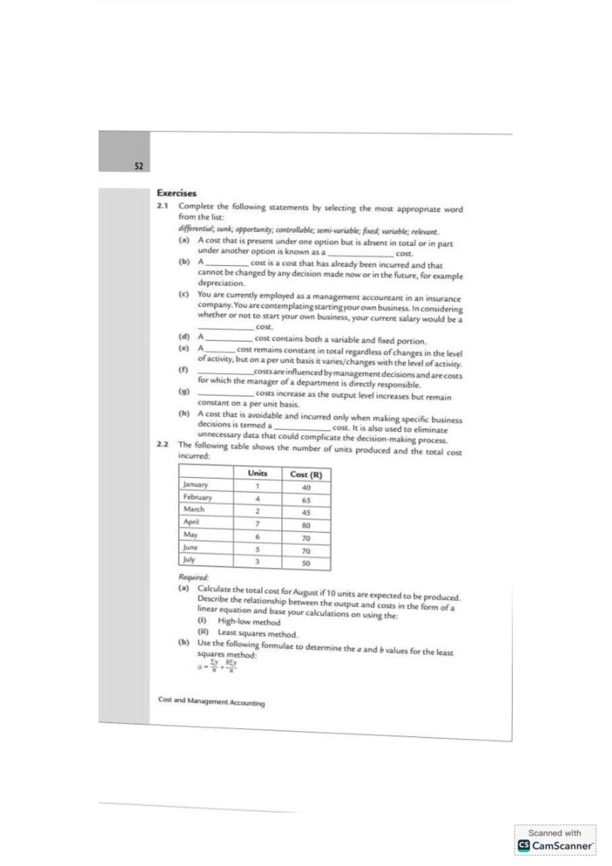 Chapter 2 Questions - Cost Accounting Concepts and Classifications ...
